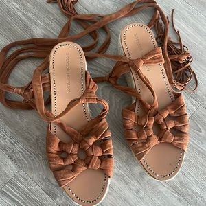 Sigerson Morrison Tie Up Espadrille Sandals 9.5